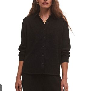 Z Supply Crinkle Knit Blouse Nwt Black $130.00 Nwt Sz Xs